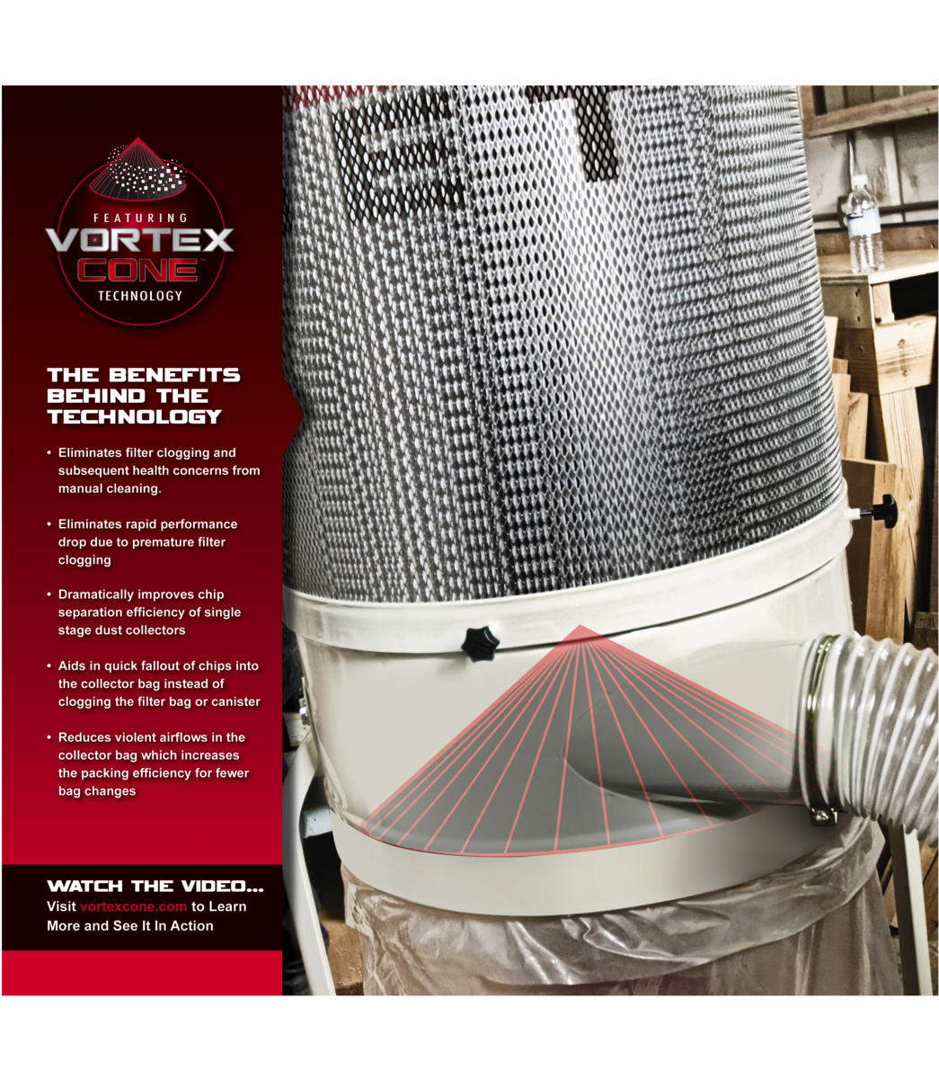 Aspirateur à copeaux VORTEX 58 capacités 1500m3/heure